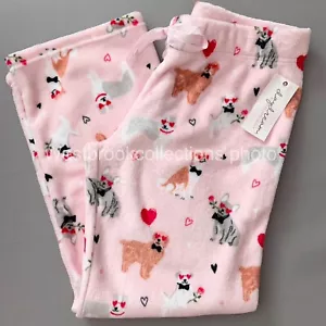 Daydream Women's (LARGE) SOFT Pajama Lounge Pants Valentine's Dogs Hearts PINK - Picture 1 of 6