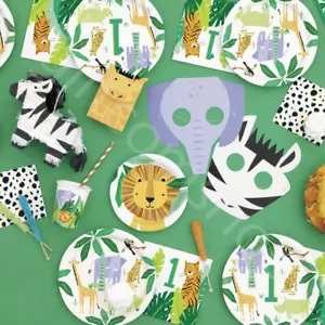 Jungle Animal Theme Party Decorations Boys Girls 1st Birthday Balloons Tableware - Picture 1 of 16