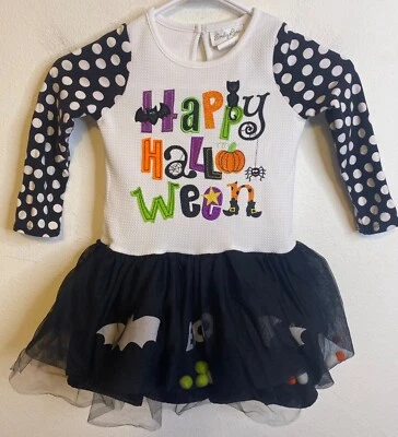 Emily Rose Girl HAPPY HALLOWEEN Long Sleeve Dress Tulle Skirt Fall Festival Sz 5 - Image 1 of 4
