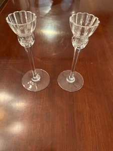 Waterford Crystal Pair Marquis PALLADIA Collection 8" Cut Candlesticks - Picture 1 of 8