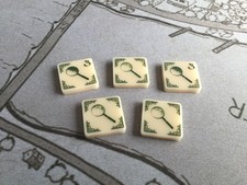Arkham Horror LCG compatible, double sided acrylic clue tokens x 5