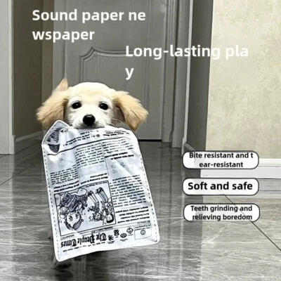 Bite-Resistant Dog Chew Toy - Sound Paper Newspaper for Pets, Durable and Safe I - Image 1 of 4