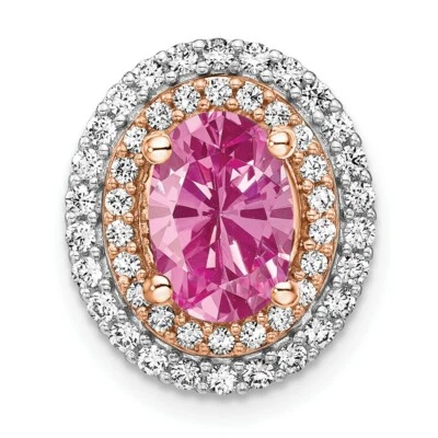 14K Two-tone Gold Lab-Created Diamond & Created Pink Sapphire Pendant - Image 1 of 2