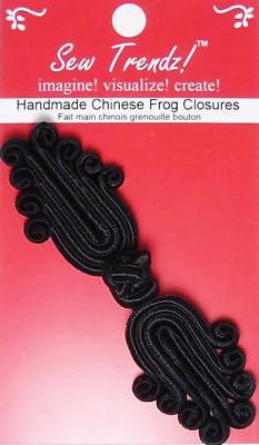 Frogs Button Closures- Black-Curley Design - 1 Pair/pk - #FG02 • 6.08€