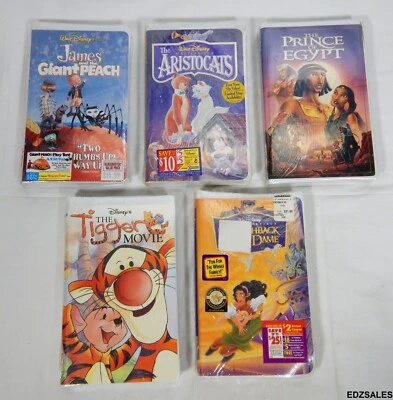 5 Sealed Walt Disney VHS Movies - Aristocats, James Peach, Prince Egypt, Tigger - Image 1 of 4