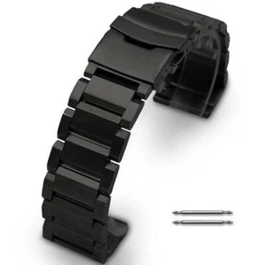 Black Stainless Steel Metal 23 mm Watch Band Strap Luminox Double Locking Buckle