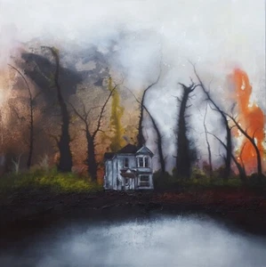 NEW ORIGINAL ISABELLE AMANTE "Isolation" moody landscape fog OIL PAINTING - Picture 1 of 6