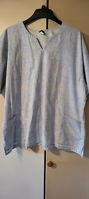 Scrub Top Shirt Womens Barco Short Sleeve 3XL Pastel Swirl V-neck Pockets CLEAN - Image 1 of 4