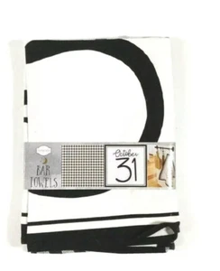 Set 2 Asciugamani Bar Halloween Bianco e Nero Bufalo Plaid 31 Ottobre Cucina - Foto 1 di 4