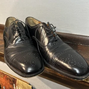Zapatos Oxford Salvatore Ferragamo Italia Cuero Puntera Gorra Brogue 1856 Negros Talla 10.5 - Imagen 1 de 20