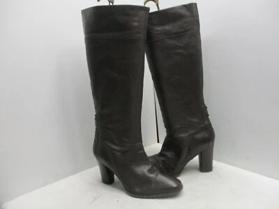 Botas de moda French Connection de cuero marrón tacón alto hasta la rodilla para mujer talla 40 EUR Foto 1 de 4