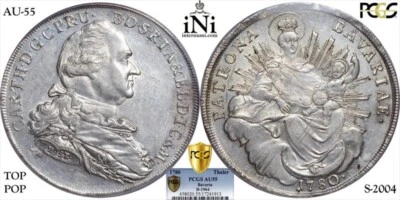 1780 Bavaria "Charles Theodore" Silver Thaler - PCGS AU55 -Scarce Type! Top Pop! - Image 1 of 4