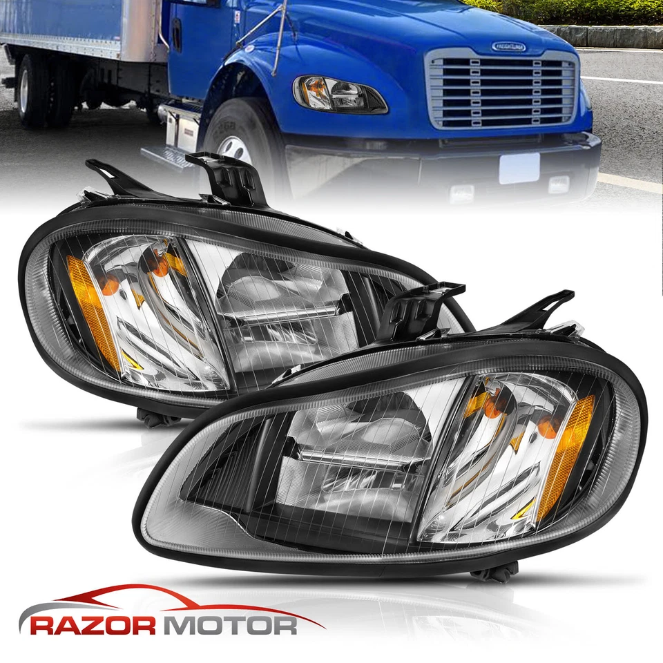 [Full LED]Fit 02-14 Freightliner Business Class M2 Black LED Headlight Pair - Imagem 1 de 4