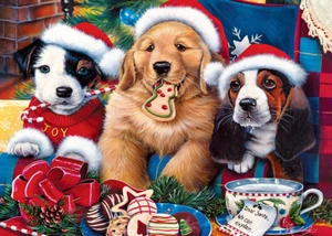 MasterPieces Santa Paws 500 Piece Jigsaw Puzzle By Jenny Newland - Picture 1 of 4