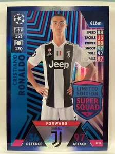 Cristiano Ronaldo Super Squad Foil LE14 Match Attax 2018 2019 Juventus NM Topps - Picture 1 of 5