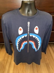 Black Blue Camo Bape Zipper Shark Long Sleeve Size Medium A Bathing Ape - Picture 1 of 7
