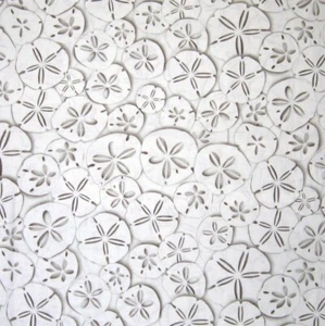 White Out Fabric - Nautical Beach Sand Dollars Packed - Benartex Kanvas 24" - Picture 1 of 1