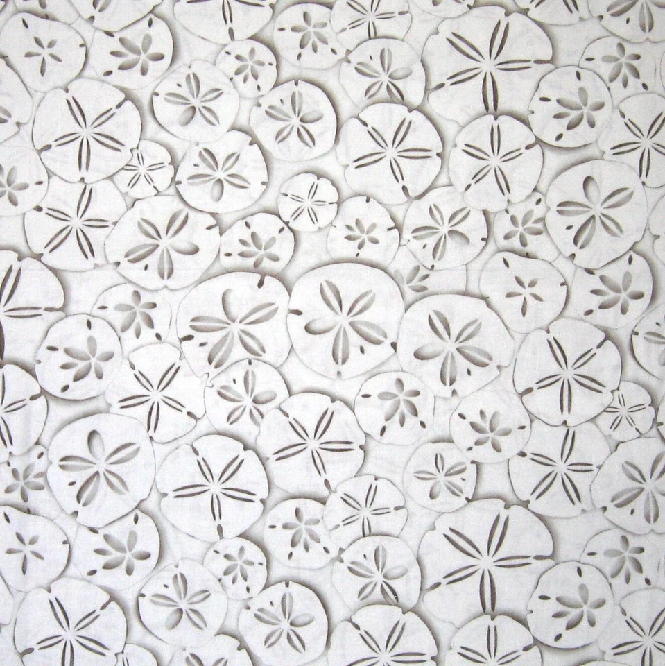 White Out Fabric - Nautical Beach Sand Dollars Packed - Benartex Kanvas 24" - Image 1 of 1