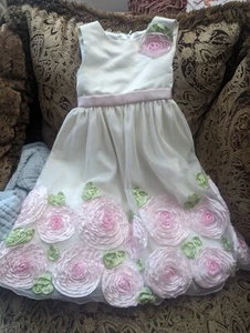 American Princess Dress Sleeveless Ivory With Pink roses Size 6 - Picture 1 of 11