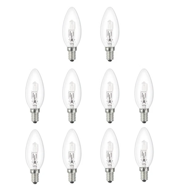 10x Low Energy Halogen Candle 42w E14 Clear (equivalent to 60watt) dimmable - Image 1 of 1