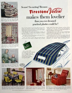 Firestone - Velon Plastics 1953 Vintage LIFE Magazine Print Ad Vinyl Taffeta - Picture 1 of 9