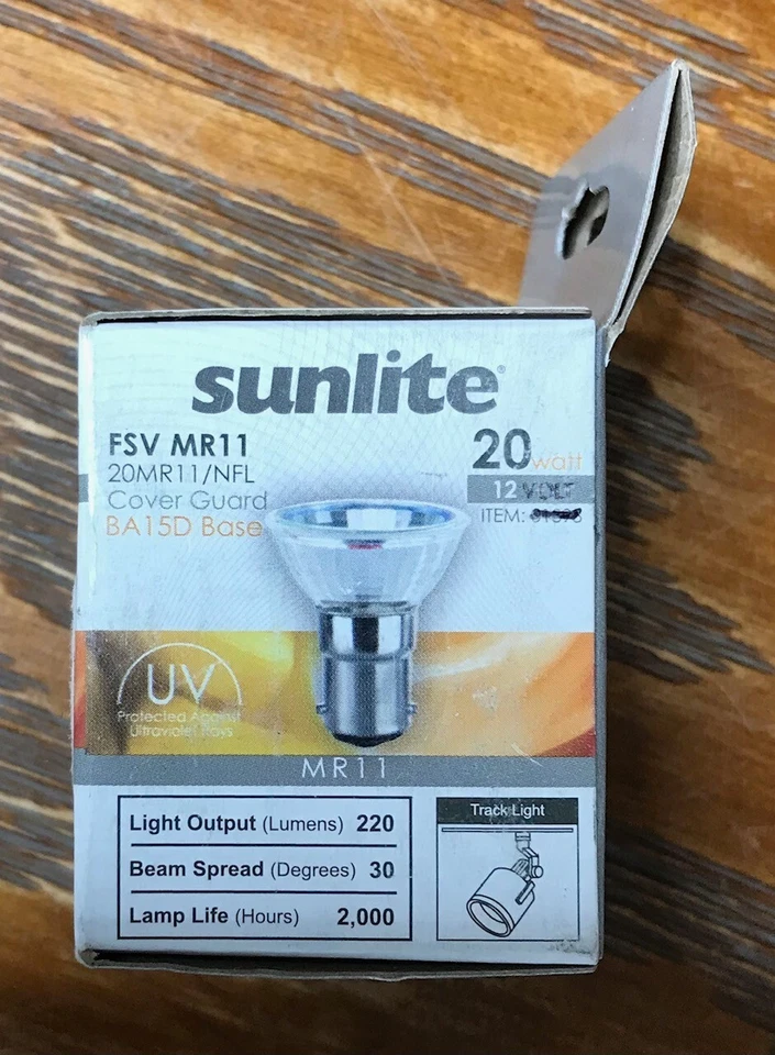 Sunlite 20 Watt 12 Volt FSV MR11/CG/DC/NFL/12V UV Lamp NEW - Image 1 of 4