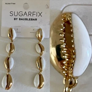 SUGARFIX by BAUBLEBAR Gold and Ivory SEASHELL Pierced EARRINGS NWT - Picture 1 of 6
