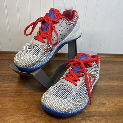 Reebok Women’s Size 8.5 CrossFit Nano 7.0 Shoes Nanoweave Light Gray, Red & Blue - Image 1 of 4
