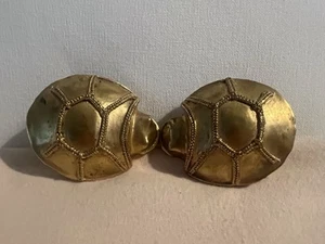 Vintage Rare Solid Brass Turtle Shell Belt Buckles Signed EM 4.5"x3" - Picture 1 of 10