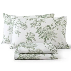 Rose Toile Floral Bed Sheets - 4 Piece Bed Sheet Set - Wrinkle Resistant & Ul... - Bild 1 von 6