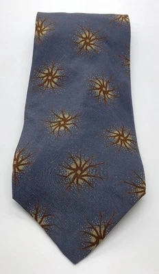 Corbata de lujo de seda Giorgio Armani. Corbata azul para hombre diseños marrones y amarillos. Italia Foto 1 de 4