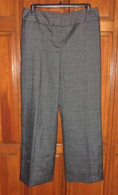 Pantalones Jones New York para mujer forrados mezcla de lana negro/gris tweed a cuadros con puños - 14 Foto 1 de 4