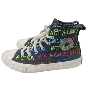 Converse Not A Chuck High Top Sneakers Unisex Youth 3 Skater Edgy Punk Goth - Picture 1 of 9