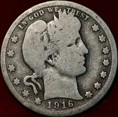 1916-D Denver Mint Silver Barber Quarter - Image 1 of 2