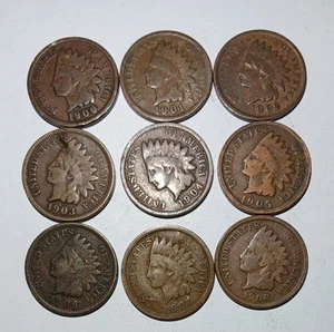 Centesimi indiani 1900 Thru 1908 come da foto - Foto 1 di 2