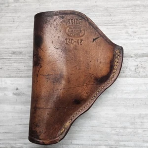 Vintage Bucheimer Brown Leather Pistol Belt Holster 14C-42 Right Hand Handed RH - Picture 1 of 10