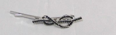  Infinity Bow Black Rhinestone Bobbie Pin Silvertone Recital  - Image 1 of 2