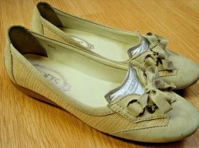 Ballerines TOD'S cuir et toile pointure 36,5 français (35,5 italien) - Photo 1/4