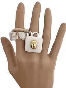 Set /Bundle/ Lot 4 Fun Acrylic Rings Mixed Sizes 7, 7.25 and 1 adjustable - Picture 1 of 3