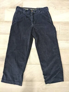 Vintage LL Bean Corduroy Pants Mens 34x26 Navy Blue Wide Baggy Loose Fit - Picture 1 of 12