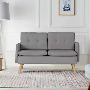 Modern Upholstery 2 Seater Sofa for Living Room Loveseat Sofa for Bedroom Gray - Picture 1 of 7