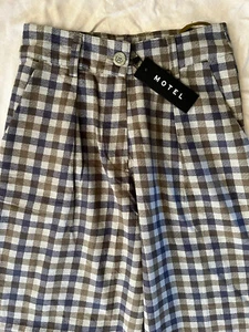 Motel Women's Yeva High-Waist Wide-Leg houndstooth Trousers X Small NWT - Imagen 1 de 5