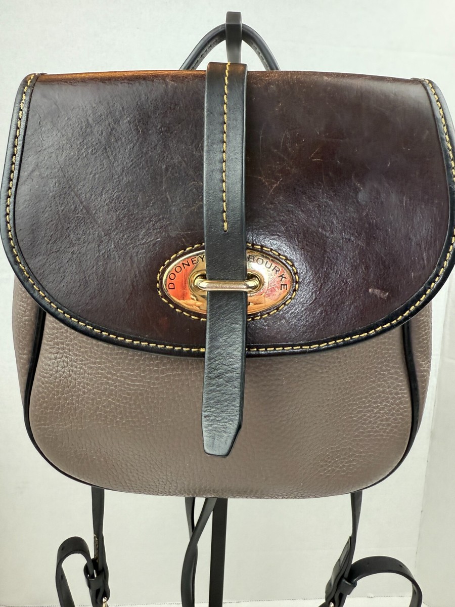 Dooney and Bourke Pebbled Leather Backpack Gray w/ Brown  display picture 1