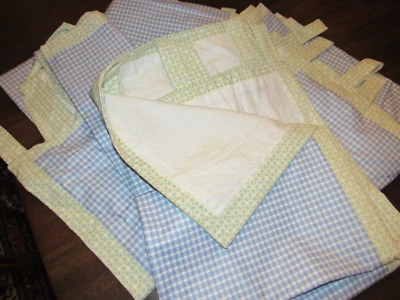 Custom Made Drapery Panels Blue Plaid (4 panels) 84 x 28" - Image 1 of 4