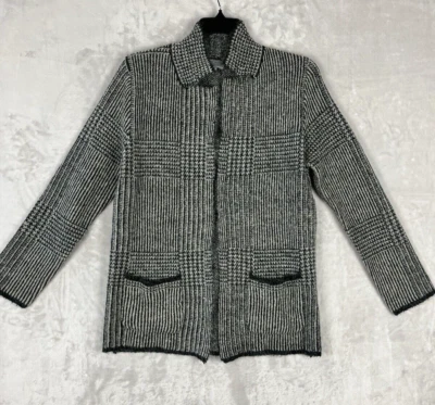 JOSEPH A. Cardigan Women Medium Black Lightweight Geometric Pattern Sweater - Image 1 of 4