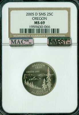 2005 D OREGON QUARTER NGC MS69 SMS  MAC SPOTLESS * - Image 1 of 2