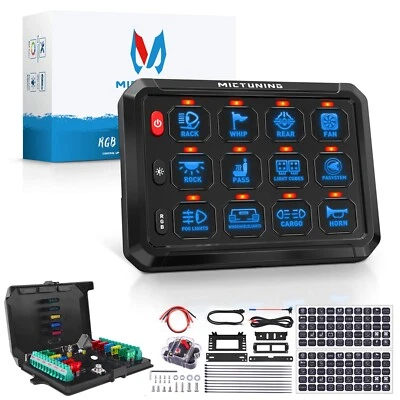 MICTUNING P1-S RGB 12 Gang Switch Panel LED Light Bar Circuit Control System Box - Image 1 of 4