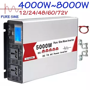6000W 8000W Pure Sine Wave Inverter Power Converter 12V 24V 48V 60V to 110V 220V - Picture 1 of 20
