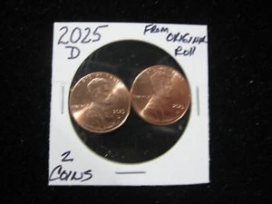 2025-D LINCOLN CENTESIMI 2 MONETE DA ROTOLI ORIGINALI - Foto 1 di 2