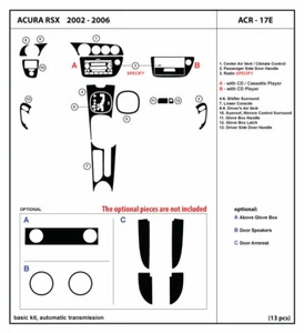 Real Carbon Fiber Dash Trim Kit for Acura RSX automatic transmission 2002-2006 - Picture 1 of 5